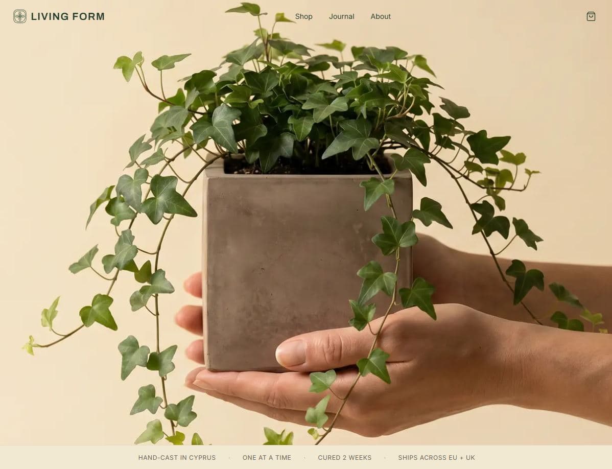 Living Form hand-cast concrete planter