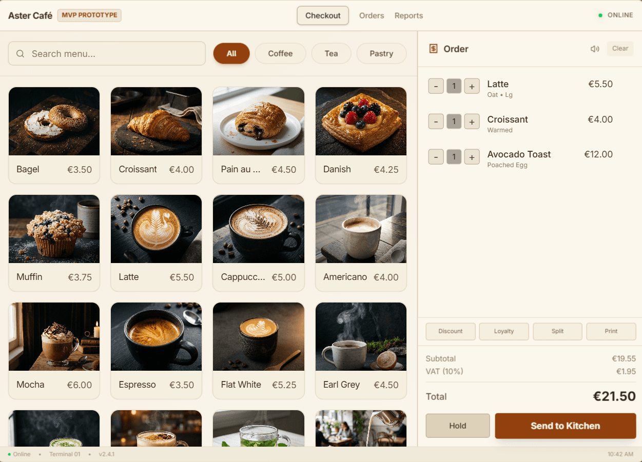 POS prototype demo screenshot (light mode)