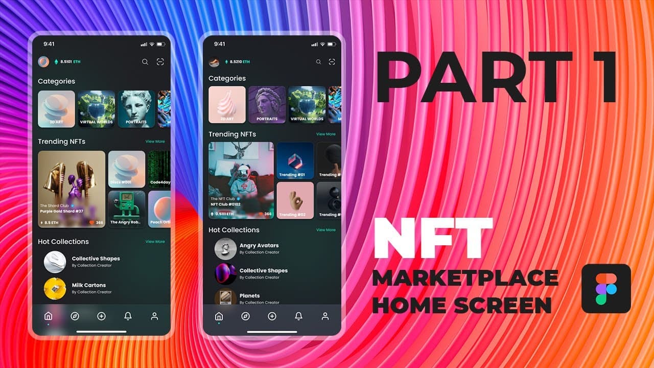 Dark Mode NFT Marketplace Design in Figma