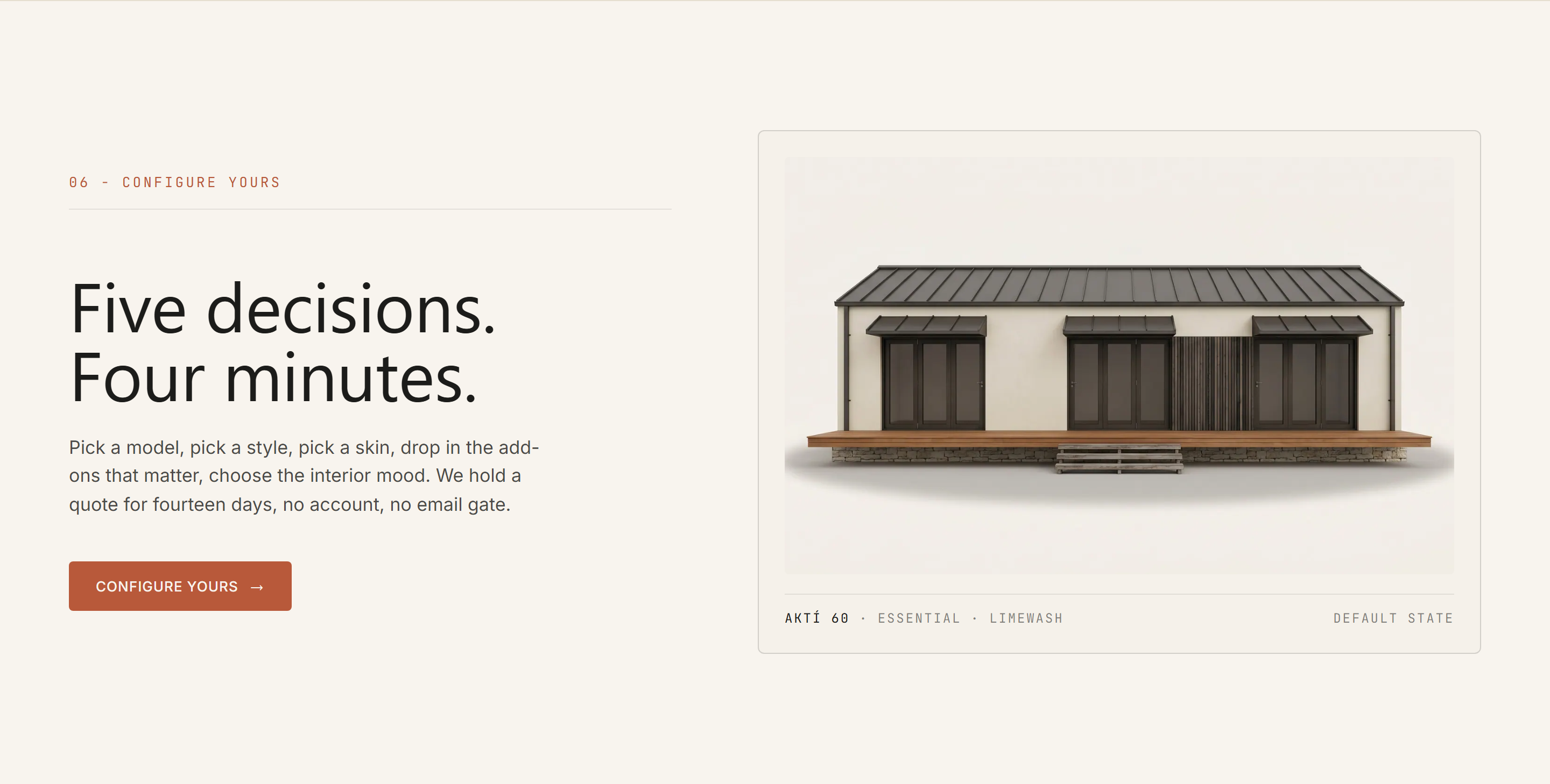 One CTA across the entire site: Configure yours.