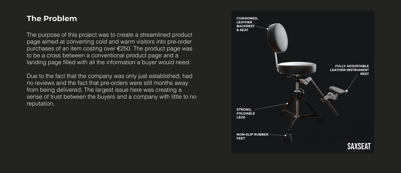 Information architecture: one page, one action.